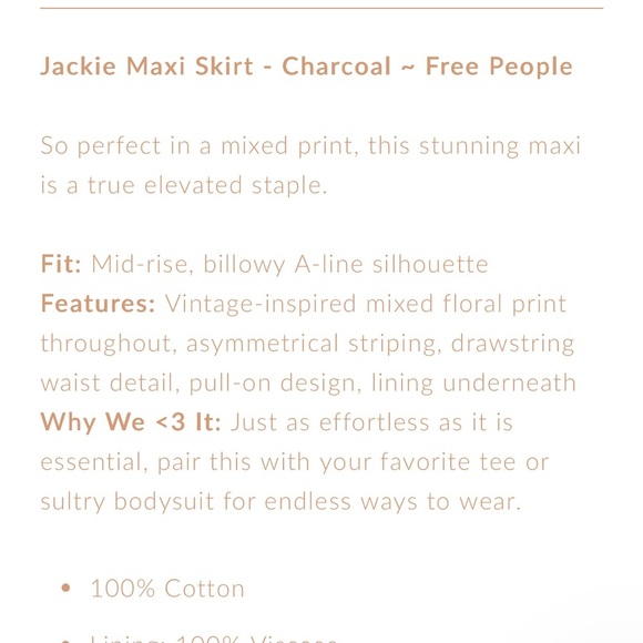 Jackie Maxi Skirt - Charcoal ~ Free People Small - Picture 15 of 16